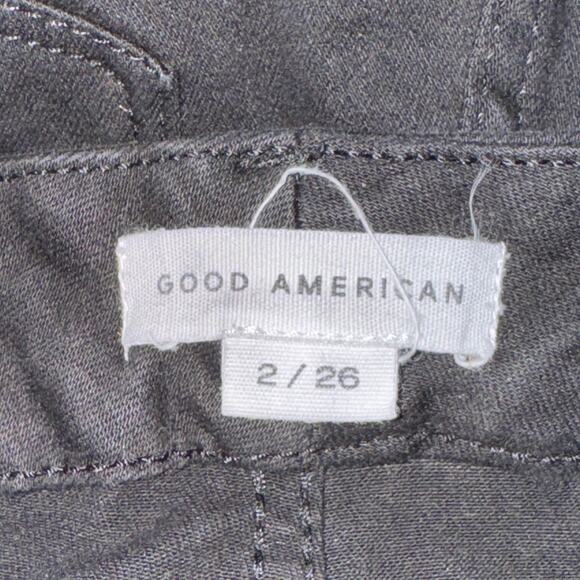 Good American Straight Leg Ankle Jeans Womens Sz 2/26 Black Button Fly High Rise - Picture 6 of 7